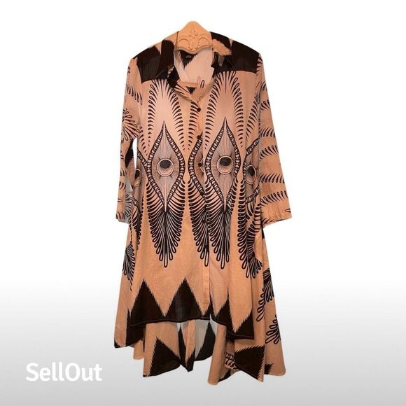 Step in Style Dresses & Skirts - Step in Style Women's S Boho High Low Tunic Dress Peacock Feather Print